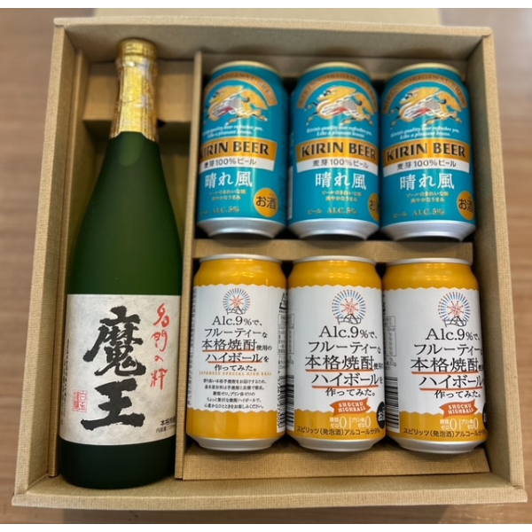 特53）魔王720・晴れ風缶③・焼酎ハイボール③ギフト｜こだわり酒類