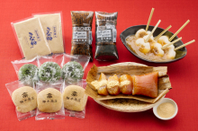 ミニあくまき、ぢゃんぼ餅、からいも餅、よもぎあんこ餅セット